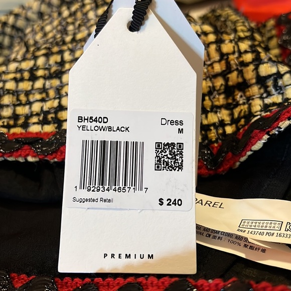 English Factory - Premium Tweed Mini Dress Light Yellow and Black - Picture 8 of 8